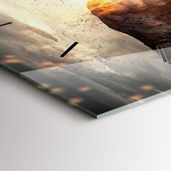 Ceas pătrat de perete din sticlă Pumnii Puterea Puterea