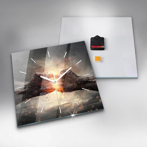 Ceas pătrat de perete din sticlă Pumnii Puterea Puterea