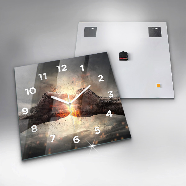 Ceas pătrat de perete din sticlă Pumnii Puterea Puterea