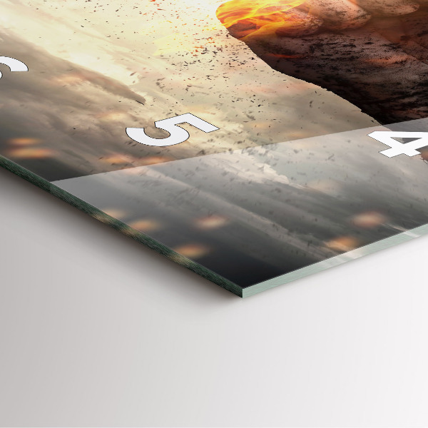 Ceas pătrat de perete din sticlă Pumnii Puterea Puterea