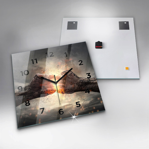 Ceas pătrat de perete din sticlă Pumnii Puterea Puterea