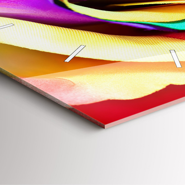 Ceas pătrat de perete din sticlă Trandafir curcubeu