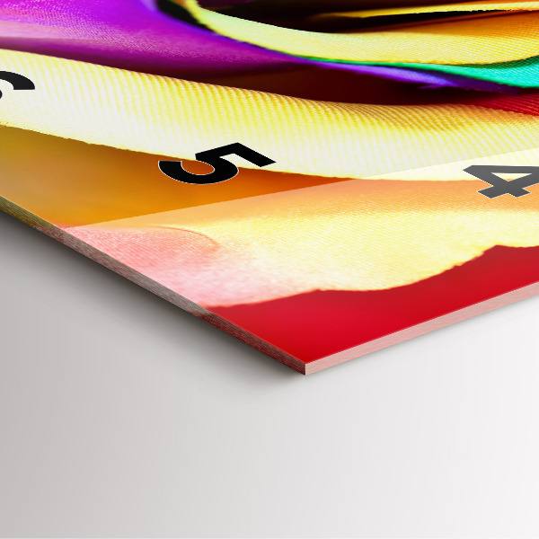 Ceas pătrat de perete din sticlă Trandafir curcubeu