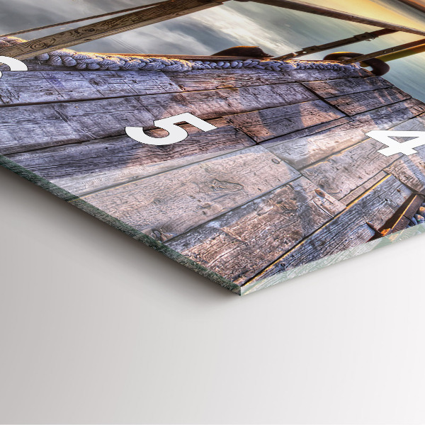 Ceas pătrat de perete din sticlă Lacul Apus de soare