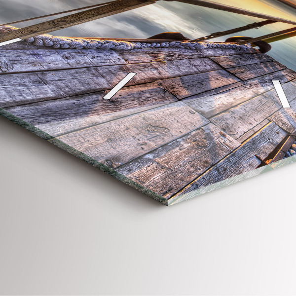 Ceas pătrat de perete din sticlă Lacul Apus de soare