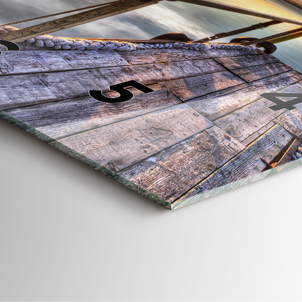 Ceas pătrat de perete din sticlă Lacul Apus de soare