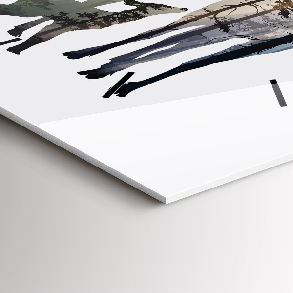 Ceas pătrat de perete din sticlă Familia de căprioare