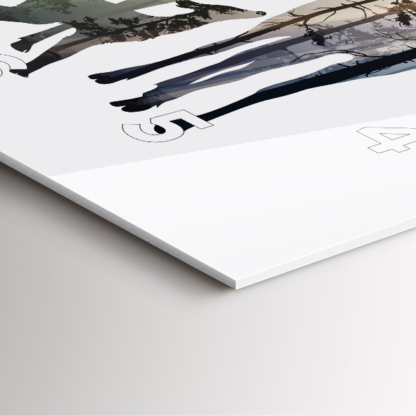 Ceas pătrat de perete din sticlă Familia de căprioare