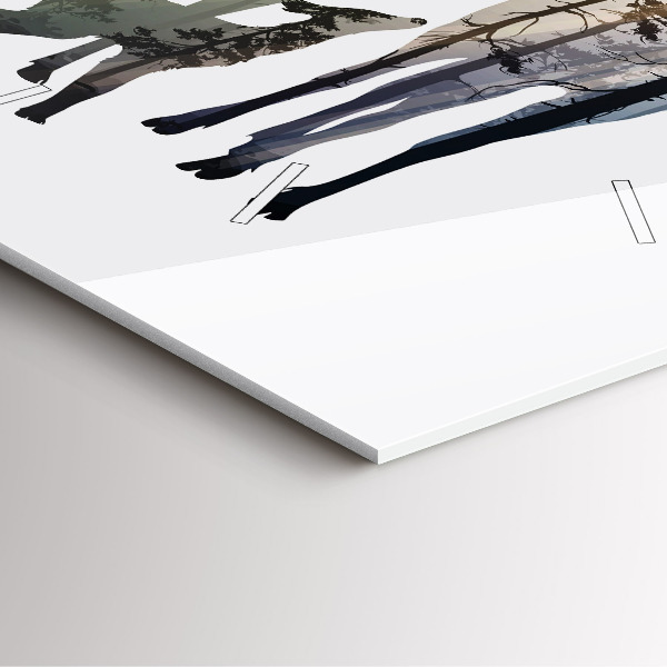 Ceas pătrat de perete din sticlă Familia de căprioare