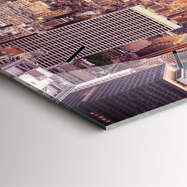 Ceas pătrat de perete din sticlă Apus de soare New York