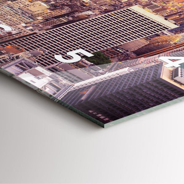 Ceas pătrat de perete din sticlă Apus de soare New York