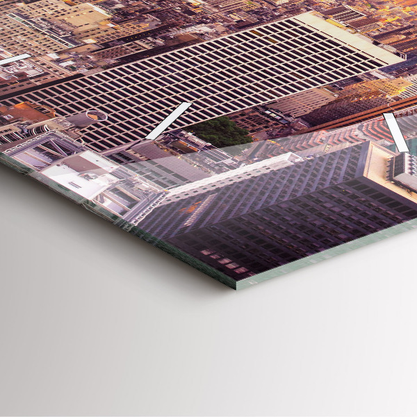 Ceas pătrat de perete din sticlă Apus de soare New York