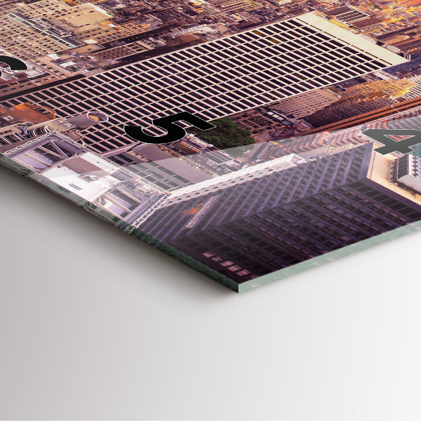 Ceas pătrat de perete din sticlă Apus de soare New York