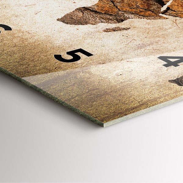 Ceas pătrat de perete din sticlă Harta lumii vintage