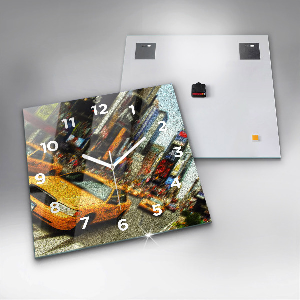 Ceas pătrat de perete din sticlă Taxiuri din New York