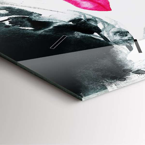 Ceas pătrat de perete din sticlă Portret de femeie cu buze roșii