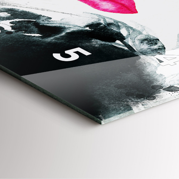 Ceas pătrat de perete din sticlă Portret de femeie cu buze roșii