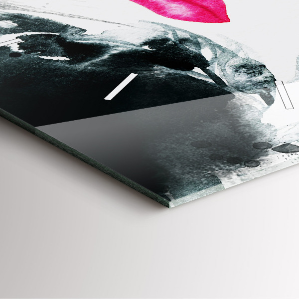 Ceas pătrat de perete din sticlă Portret de femeie cu buze roșii