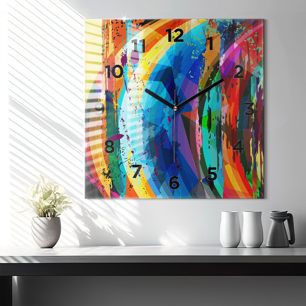 Ceas pătrat de perete din sticlă Fundal abstract