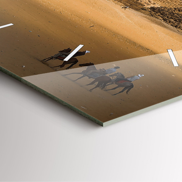 Ceas pătrat de perete din sticlă Piramide și apus