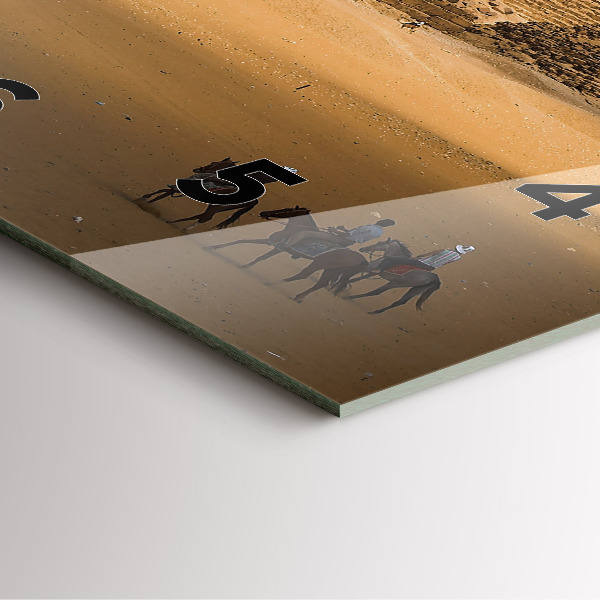 Ceas pătrat de perete din sticlă Piramide și apus