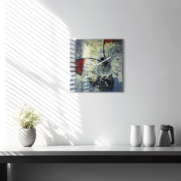 Ceas pătrat de perete din sticlă Stil vintage fluture