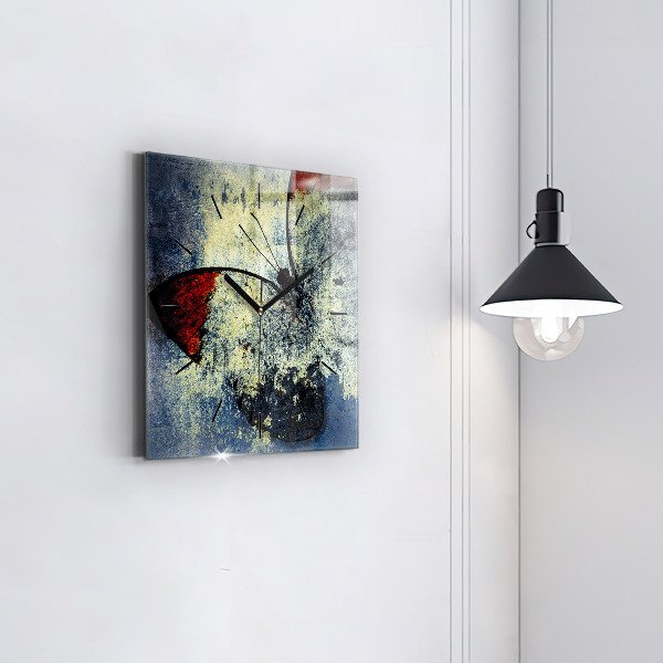 Ceas pătrat de perete din sticlă Stil vintage fluture