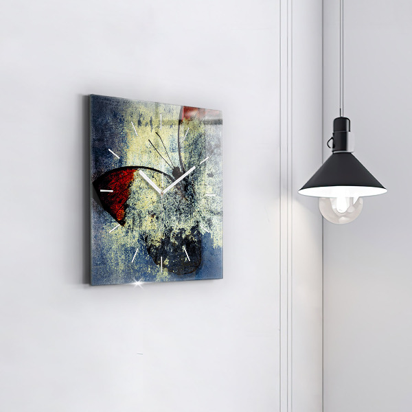 Ceas pătrat de perete din sticlă Stil vintage fluture