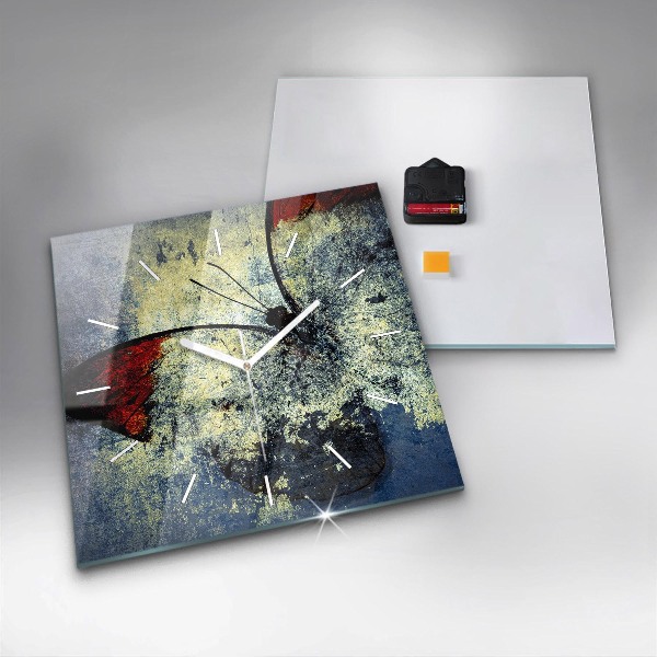 Ceas pătrat de perete din sticlă Stil vintage fluture