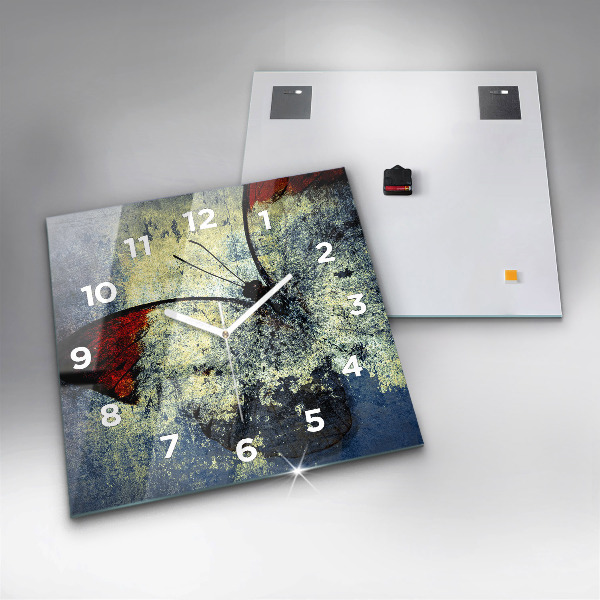 Ceas pătrat de perete din sticlă Stil vintage fluture