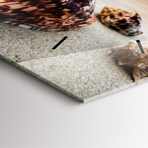 Ceas pătrat de perete din sticlă Scoici pe plajă