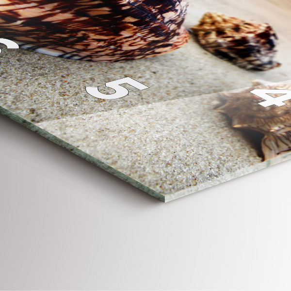 Ceas pătrat de perete din sticlă Scoici pe plajă