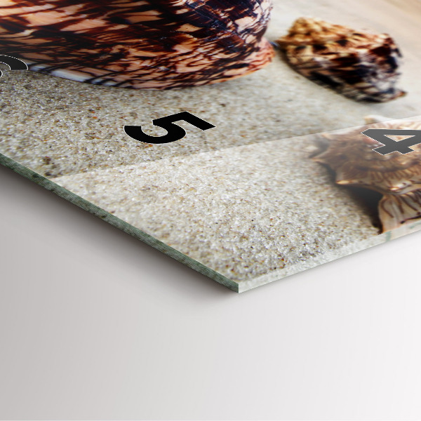 Ceas pătrat de perete din sticlă Scoici pe plajă