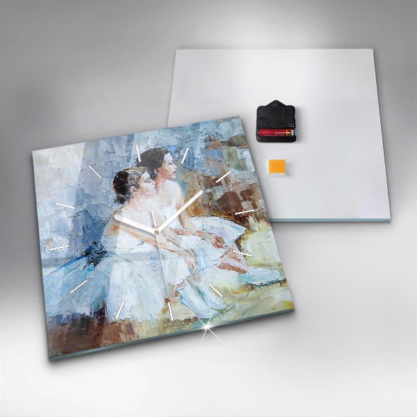 Ceas pătrat de perete din sticlă Tinere balerine