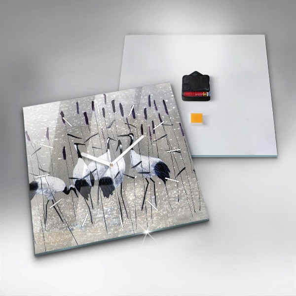 Ceas pătrat de perete din sticlă Macarale în stuf