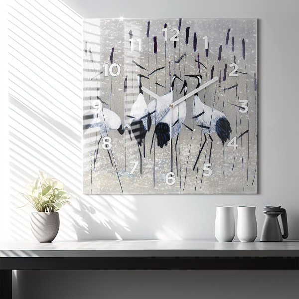 Ceas pătrat de perete din sticlă Macarale în stuf