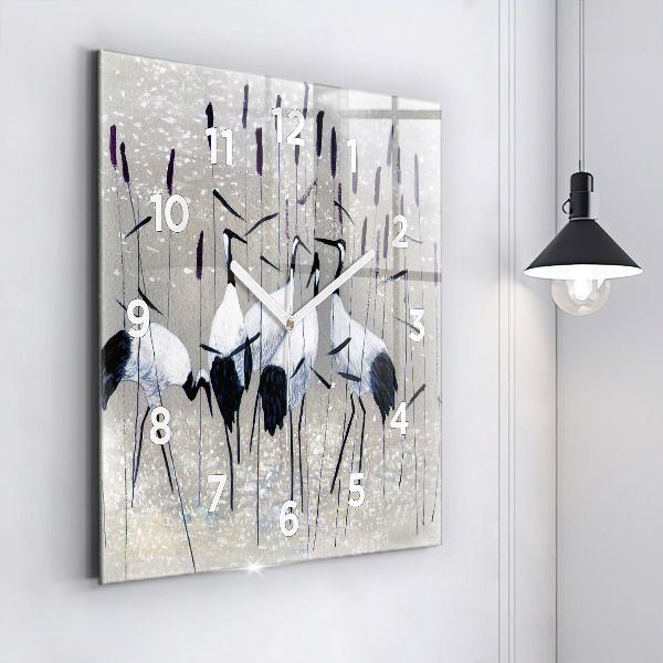 Ceas pătrat de perete din sticlă Macarale în stuf