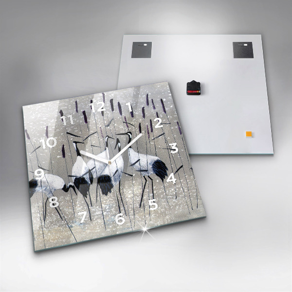Ceas pătrat de perete din sticlă Macarale în stuf