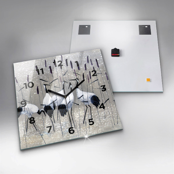 Ceas pătrat de perete din sticlă Macarale în stuf