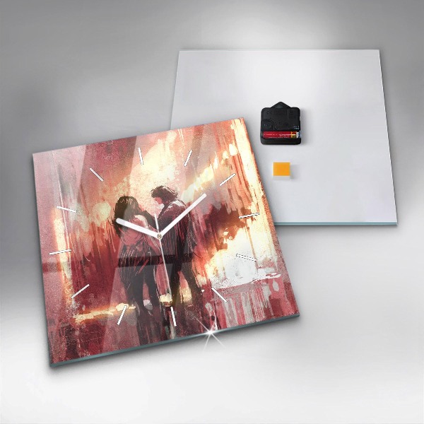 Ceas pătrat de perete din sticlă Cuplu tânăr îndrăgostit
