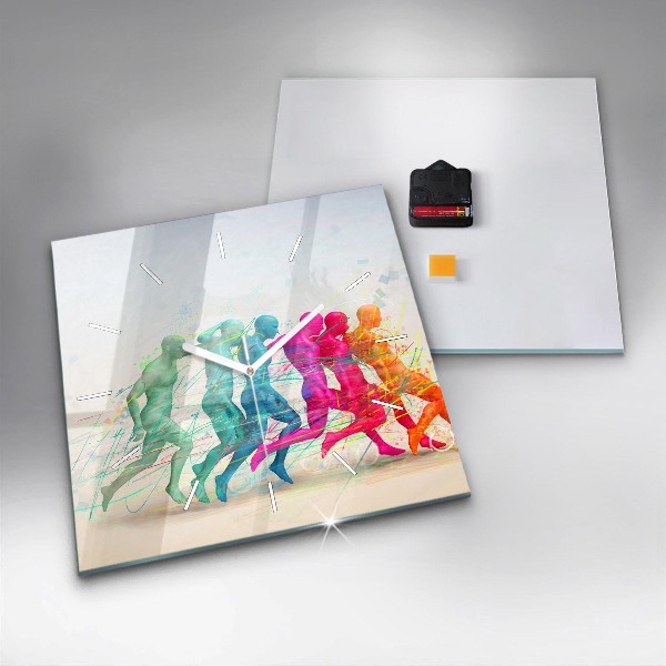 Ceas pătrat de perete din sticlă Oameni colorați