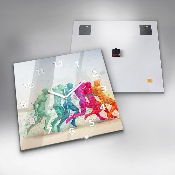Ceas pătrat de perete din sticlă Oameni colorați