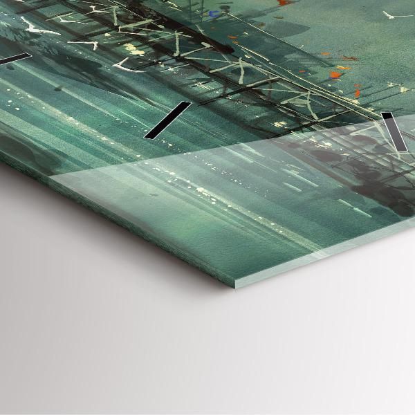 Ceas pătrat de perete din sticlă Sat de pescari