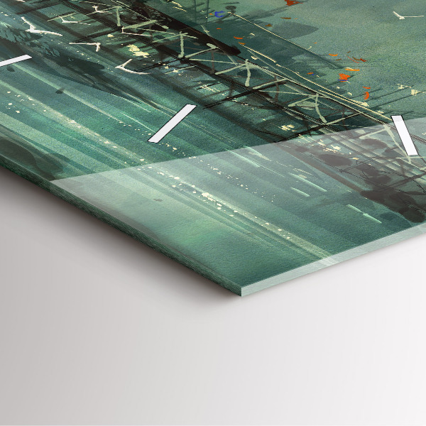 Ceas pătrat de perete din sticlă Sat de pescari