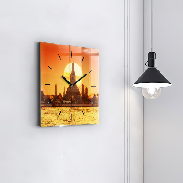 Ceas pătrat de perete din sticlă Wat arun Bangkok Thailanda