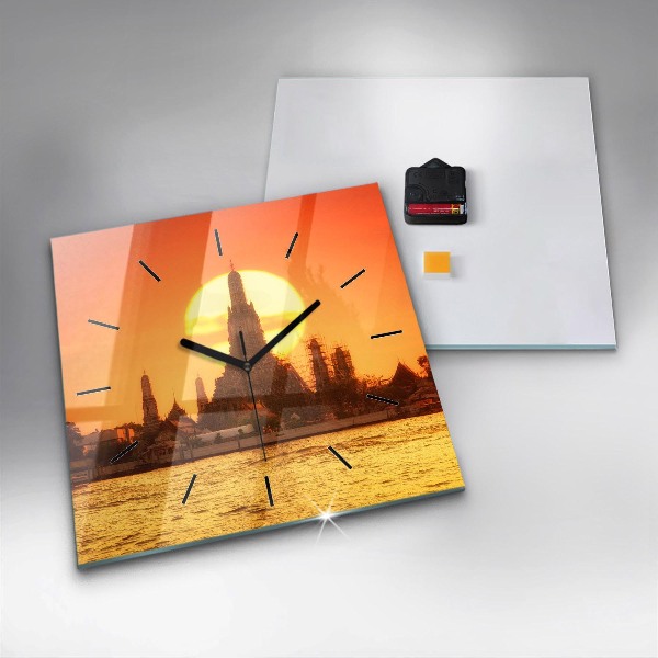 Ceas pătrat de perete din sticlă Wat arun Bangkok Thailanda