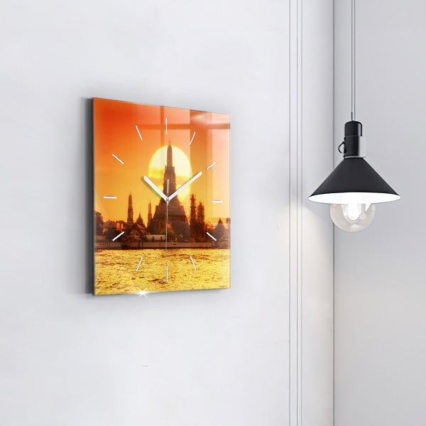 Ceas pătrat de perete din sticlă Wat arun Bangkok Thailanda