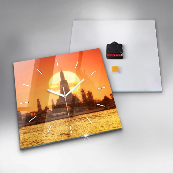 Ceas pătrat de perete din sticlă Wat arun Bangkok Thailanda