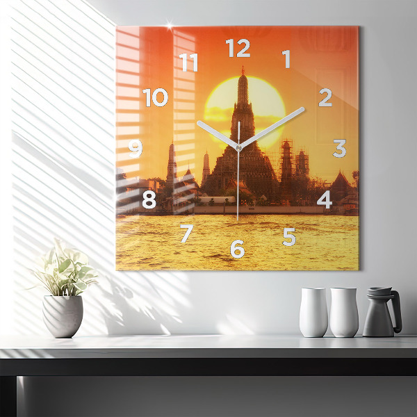 Ceas pătrat de perete din sticlă Wat arun Bangkok Thailanda