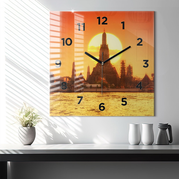 Ceas pătrat de perete din sticlă Wat arun Bangkok Thailanda